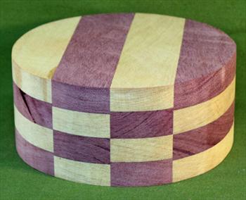 Bowl #470 - Purpleheart & Yellowheart Checkerboard Segmented Bowl Blank ~ 8" x 3 1/2" ~ $47.99